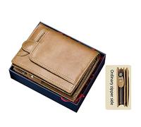 SFQEVHRZ Billeteras，Billeteras para Hombres， con Bloqueo, portatarjetas Multifuncional pequeño for Licencia de Conducir, Monedero con Foto, con Caja de Regalo(Giallo,A)