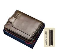 SFQEVHRZ Billeteras，Billeteras para Hombres， con Bloqueo, portatarjetas Multifuncional pequeño for Licencia de Conducir, Monedero con Foto, con Caja de Regalo(Bruin,B)