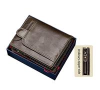 SFQEVHRZ Billeteras，Billeteras para Hombres， con Bloqueo, portatarjetas Multifuncional pequeño for Licencia de Conducir, Monedero con Foto, con Caja de Regalo(Bruin,A)