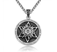 SFQEVHRZ Collar Colgante， Colgante Punk Genial for Hombre con Estrella de Seis Puntas en Relieve Europeo y Retro, combinable con Todo, Navidad, Día de la Madre, Día de San Valentín, cumpleaños