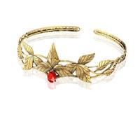 SFQEVHRZ Diadema de Elfo， Diadema de Hojas Doradas con Corona de Elfo de Cristal Ajustable for Disfraz de Mujer, Accesorio for Halloween y Cosplay(C1,One Size)