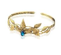SFQEVHRZ Diadema de Elfo， Diadema de Hojas Doradas con Corona de Elfo de Cristal Ajustable for Disfraz de Mujer, Accesorio for Halloween y Cosplay(C10,One Size)