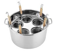 SFQEVHRZ Olla de Pasta de Acero Inoxidable， Juego de Olla for Pasta de 3, 4 y 5 Agujeros con Divisor y colador for una cocción Drenaje fácil.(5 Holes)