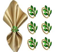 SFQEVHRZ Servilletero, servilletero para Comedor, 12 Piezas de Hoja de aleación con Hebilla de servilleta de Hoja Verde, Adecuada for decoración de Mesa Informal
