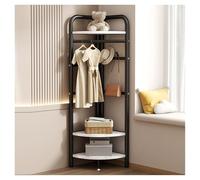 SFSLBFB Perchero esquinero, soporte de esquina independiente con ganchos, perchero de metal con almacenamiento, para sala de estar, dormitorio, vestíbulo (negro)