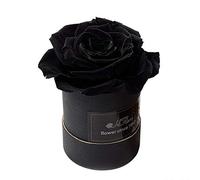 SFTYUFS Best Black Real Roses That Last a Year Caja de rosas conservadas Eternas Rosas Infinitas Rosas Reales Premium Rosas Rosas de larga duración hechas a mano en caja de regalo redonda negra