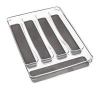 SG Secret de Gourmet Organizador de Cubiertos de cajón 5 Compartimentos, Gris Oscuro, L. 32,5 x l. 23.2 x H.4.5 cm