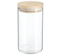 SG Secret de Gourmet Tarro de Vidrio y Madera, Cierre hermético 1L, Cristal, D. 9.7 x H. 18 cm