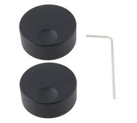 SG Store - 2 Perillas de Control de Volumen de 32 x 13 mm, De Aluminio Macizo, Con Llave, Aptas Para Potenciómetros de 6 mm (Negro)
