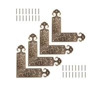 SG Store 4 conectores decorativos de esquina con 32 tornillos, diseño de latón vintage antiguo, conexión de protección, 89 x 89 mm