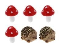 SG Store Juego de 6 Mini Figuras de Jardín de Hadas de Setas de Erizo de Paisaje Adornos de Estatua Decoraciones para Decoración de Jardín en Miniatura Casa de Muñecas Micropaisaje