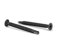 SG TZH #10 tornillos de chapa metálica de 2 pulgadas, 100 tornillos de cabeza plana de acero inoxidable 410, tornillos autorroscantes rápidos de óxido negro