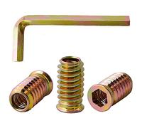 SG TZH 50 piezas de insertos roscados para tuercas de madera tornillo M6 x 25 mm Hex Drive muebles tuercas de madera (con llave hexagonal)