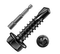 SG TZH Tornillos autoperforantes #8 de 3/4 pulgadas (501 piezas) cabeza hexagonal de 2 libras, tornillos autorroscantes de acero inoxidable 410 para tornillos de chapa de metal, óxido negro con