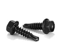 SG TZH - Tornillos de chapa de acero inoxidable 410 tornillos de cabeza hexagonal de acero inoxidable, tornillos autoperforantes rápidos, óxido negro