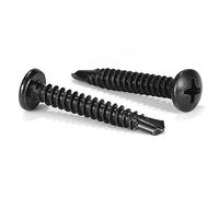 SG TZH - Tornillos de chapa de acero inoxidable 410 tornillos Tek de cabeza plana de acero inoxidable, tornillos autorroscantes rápidos, óxido negro