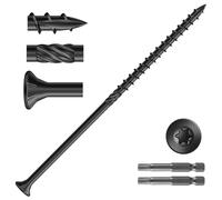 SG TZH Tornillos de cubierta #14 x 6 pulgadas (250 piezas) 10 libras. Acero al carbono, negro, cabeza plana, revestimiento epoxi resistente a la corrosión, con broca de estrella T30