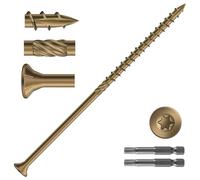 SG TZH Tornillos de cubierta #14 x 8 pulgadas (152 piezas) 8 libras. Acero al carbono, amarillo, cabeza plana, revestimiento epoxi resistente a la corrosión, con broca T30 Star