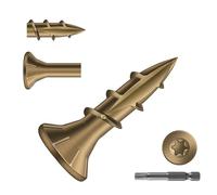 SG TZH Tornillos de cubierta #8 x 5/8 pulgadas (295 piezas) 1 libra, acero al carbono, amarillo, cabeza plana, revestimiento epoxi resistente a la corrosión, con broca de estrella T25