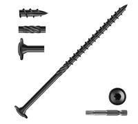 SG TZH Tornillos de retraso #14 x 5 pulgadas (25 piezas) Tornillo de madera estructural de 1 libra, negro, acero al carbono, cabeza de arandela, revestimiento epoxi resistente a la corrosión, broca de