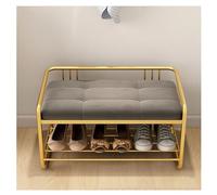 Sgabello per Scarpe con Sedile Imbottito - Panca Scarpiera da Ingresso Panca Portaoggetti a 2 Ripiani in Metallo per Corridoio e Ingresso Panca Multifunzionale per Scarpiere