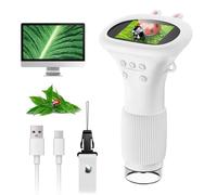 SGAINUL Microscopio Digital para Niños con Pantalla IPS de 2.0'', Recargable 1000x, Electrónico con 8 Luces LED - Regalo para Cumpleaños/Navidad/Año Nuevo（Blanco）
