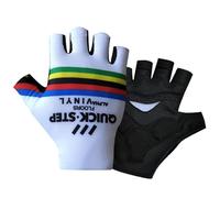 SGCIKER 2022 Pro Team Quick Step White Rainbow Guantes de Ciclismo, Hombres Absorción de Impactos Verano Medio Dedo Deportes Bicicleta Guantes Gel (2XL)