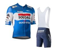 SGCIKER 2024 Pro Team SOUDAL QUICK Step Ropa ciclismo conjunto para hombre,manga corta bicicleta ropa babero corto kits gel pad(M)