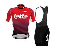 SGCIKER 2025 Pro Team LOTTO Ropa ciclismo conjunto para hombre,manga corta bicicleta ropa babero corto kits gel pad(L)