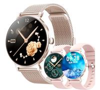 SGDDFIT 1,27" AMOLED Reloj Inteligente Mujer con Llamadas y Whatsapp, Smart Watch con 123 Modos Deportivos/SpO2/Sueño, Smart Watch 5ATM Impermeable Reloj Smartwatch Hombre para Android iOS (Oro Rosa)