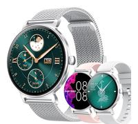 SGDDFIT 1,27" AMOLED Reloj Inteligente Mujer con Llamadas y Whatsapp, Smart Watch con 123 Modos Deportivos/SpO2/Sueño, Smart Watch 5ATM Impermeable Reloj Smartwatch Hombre para Android iOS (Plateado)