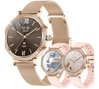SGDDFIT 1,32" AMOLED Reloj Inteligente Mujer con Llamadas y Whatsapp, Smart Watch Militar con 123 Modos Deportivos/SpO2/Sueño, 3ATM Impermeable Reloj Smartwatch Hombre para Android iOS (Dorado)