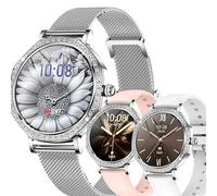 SGDDFIT 1,32" AMOLED Reloj Inteligente Mujer con Llamadas y Whatsapp, Smart Watch Militar con 123 Modos Deportivos/SpO2/Sueño, 3ATM Impermeable Reloj Smartwatch Hombre para Android iOS (Plateado)