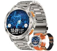 SGDDFIT 1,53" AMOLED Reloj Inteligente Hombre con Llamadas y Whatsapp, Linterna eléctrica de Mano, Militar con 123 Modos Ritmo SpO2, 3ATM Impermeable Reloj (Plateado)