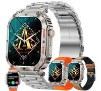 SGDDFIT 1,96" AMOLED Reloj Inteligente Hombre con Llamadas y Whatsapp, Smartwatch Militar con 123 Modos Ritmo Cardíaco/SpO2/Sueño, 3ATM Impermeable Reloj Smartwatch Hombre para Android iOS (Plateado)