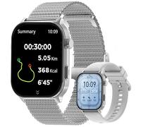 SGDDFIT 2,01" AMOLED Reloj Inteligente Mujer con Llamadas y Whatsapp, Smart Watch con 123 Modos Deportivos/SpO2/Sueño, Smart Watch 5ATM Impermeable Reloj Smartwatch Hombre para Android iOS (Plateado)
