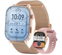 SGDDFIT 2,01" AMOLED Reloj Inteligente Mujer con Llamadas y Whatsapp, Smart Watch con 123 Modos Deportivos/SpO2/Sueño, Smart Watch 5ATM Impermeable Reloj Smartwatch Hombre para Android iOS (Oro Rosa)