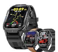 SGDDFIT Reloj Inteligente Hombre Militar, Pantalla AMOLED 2,01", Llamadas Bluetooth, Smartwatch 123 Modos Deportivos, Frecuencia Cardíaca/SpO2/Sueño, 3ATM Impermeable para Android iOS (Marrón)