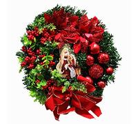 SGerste Guirnalda de Navidad para decoración de pared de la sagrada familia, guirnalda artificial de Navidad roja para puerta delantera, decoración del hogar, ventana, año nuevo, 40 cm (40 cm)