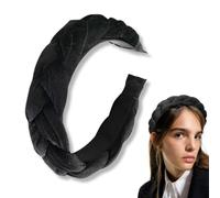 SGERUFZ 1 diadema negra, diadema trenzada para mujer, accesorio diadema cruzada de terciopelo elástico