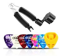 SGERUFZ 1 Pcs Kit de Herramientas para Guitarra Enrollador de Cuerdas Manivela Ajustadora Cortadora de Cuerdas Extractor de Pines 3 en 1 Multifuncional Con 6 púas de guitarra