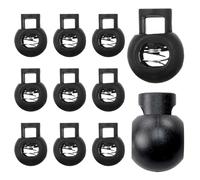 SGERUFZ 10 unidades 1-Hoyo Apretador de Cordón, Apretador de Cordón de Plástico de Un Solo Hoyo, Detenedor de Cuerda, Grapa de Banda, Detenedor de Cordón de Goma (hasta Ø 5 mm) (Negro)