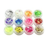 SGERUFZ 12 Colores Chunky Sequin Face Body Glitter para Uñas, Ojos, Labios, Cabello, Cuerpo - Purpurina Festival para Rostro, Accesorios y Gadgets de Fiesta