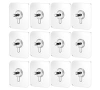 SGERUFZ 12 Piezas Ganchos Adhesivos, Impermeables para Pared, Sin Necesidad de Taladrar (8mm) (Transparente)