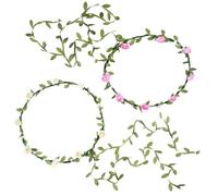 SGERUFZ 2 Pcs Diadema de Corona de Flor para Boda y Eventos Guirnalda Floral Bohemia para Niñas y Mujeres en Rosa y Blanco