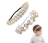 SGERUFZ 2 piezas diademas elásticas suaves de nylon con diseño floral, diadema para bebé niña, accesorio para el pelo de recién nacidas con lazo, bebe niña 0-3 meses, regalo bebe recien nacido niña