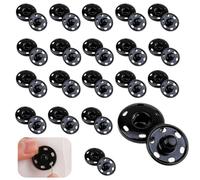 SGERUFZ 24 Pcs Botones de Presión Grandes de Metal para Coser Ropa, Vestidos, Mochilas, Billeteras DIY (21mm) (Negro)