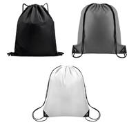 SGERUFZ 3 Pcs Mochila Deportiva con Cordón Bolsa de Gimnasio Unisex Saco de Tela con Cuerdas para Deporte negro blanco Gris