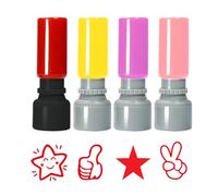 SGERUFZ 4 Sellos Automáticos para Profesores con Mensajes de Motivación y Alabanza Niños, Evaluación y Recompensa Escolar, Diseños Divertidos con Tintas Duraderas, Tapas de Colores Tonos Aleatorios