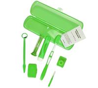 SGERUFZ 8 Piezas de Cuidado Ortodóntico, Kit Portátil para Limpieza de Brackets, Cepillo en V, Espejo Bucal, Interdental, Hilo Dental, Cera Dental para Ortodoncia, Higiene Oral para Viajes (Verde)